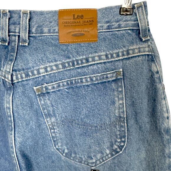 VTG 90s High Rise Mom Jeans Lee 16 Long Relaxed 32x35* Stonewash Retro Deadstock - Picture 4 of 16